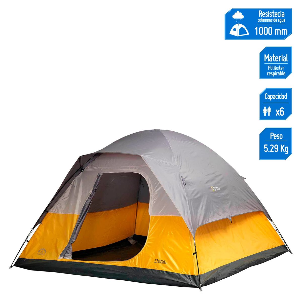 NATIONAL GEOGRAPHIC - Carpa Para 6 Personas Modelo Cng6322 Color Amarillo