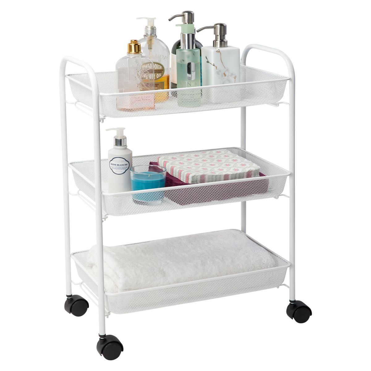 CASA BONITA - Carrito Organizador Multiuso 3 Niveles Blanco