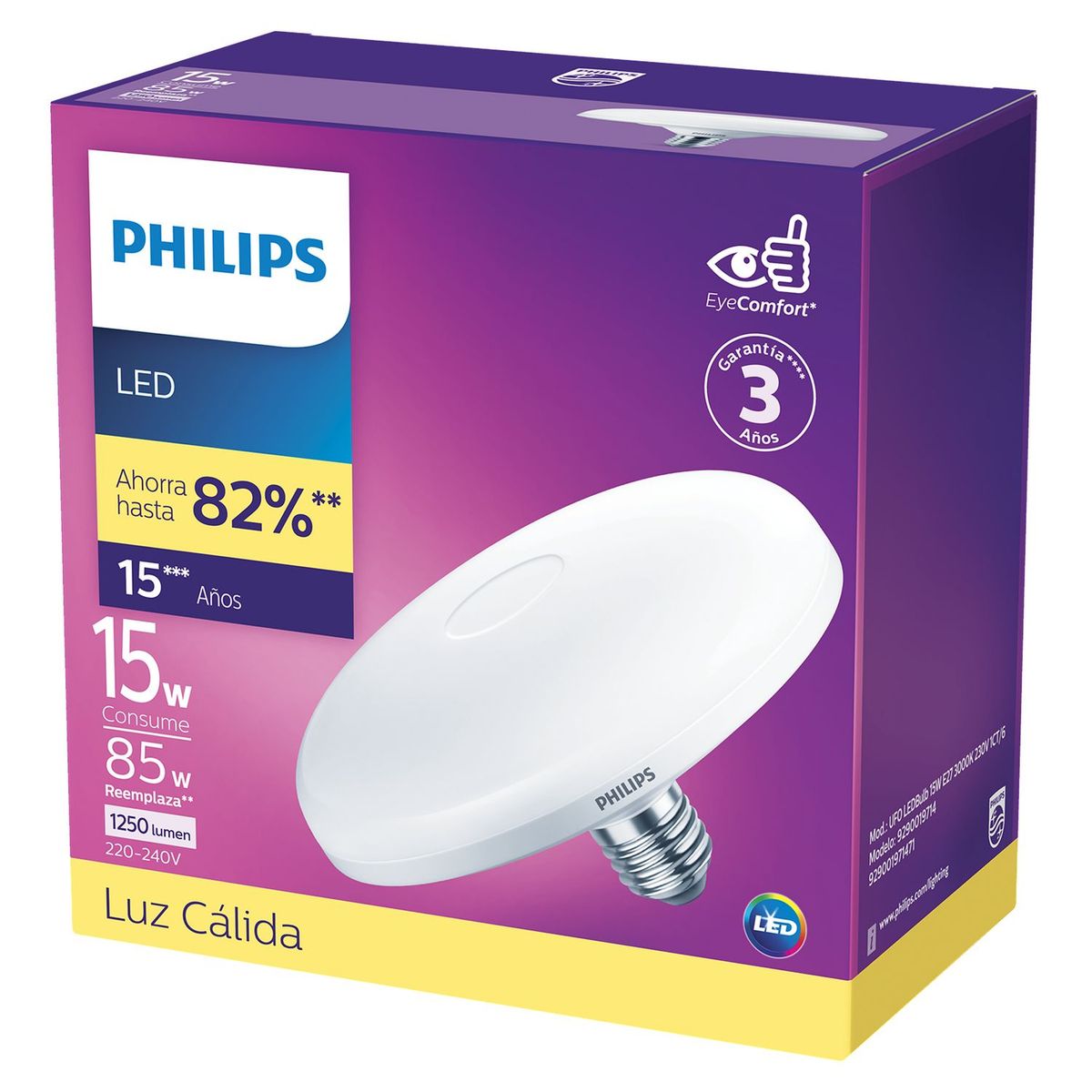 PHILIPS - Bombillo Plafón Led 15W Luz Cálida
