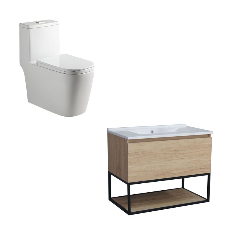 SENSI DACQUA - Baño rover hierro80x46x62 + WC Inodoro One Piece Granada Blanco