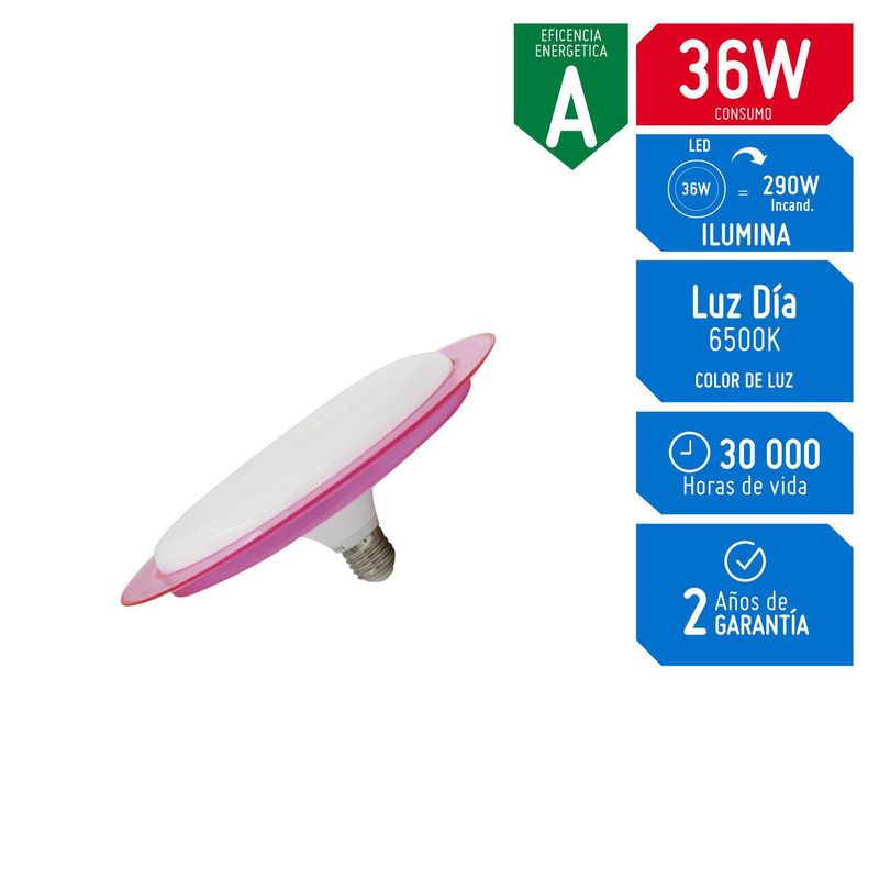 GZ LIGHTING - UFO 36w Rosado Luz Día