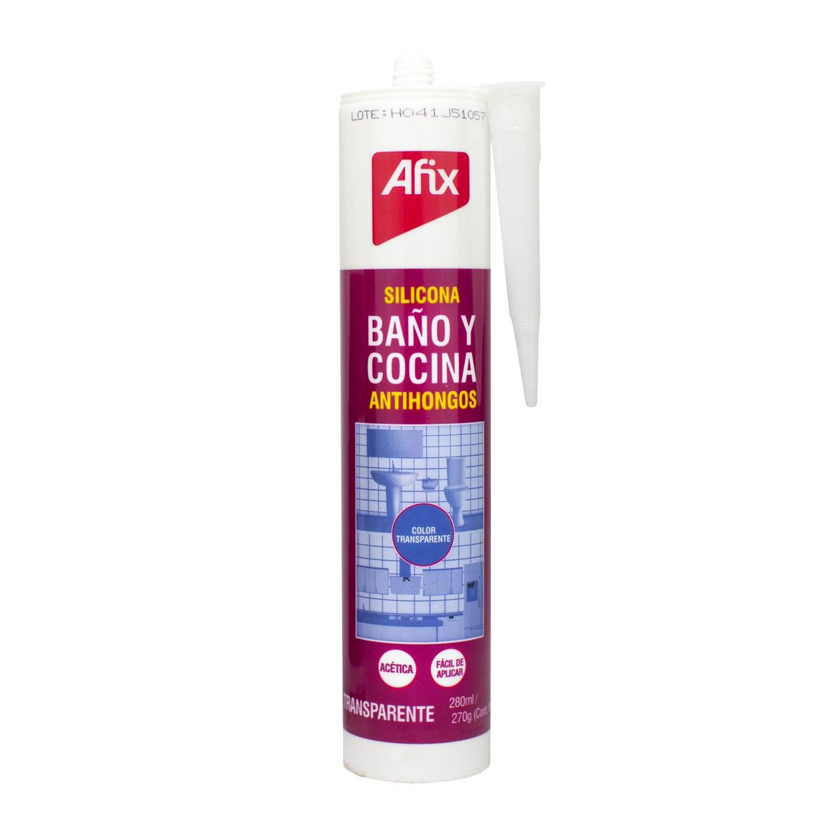 AFIX - Silicona Transparente Afix Acética Antihongos Baño y Cocina 280ml