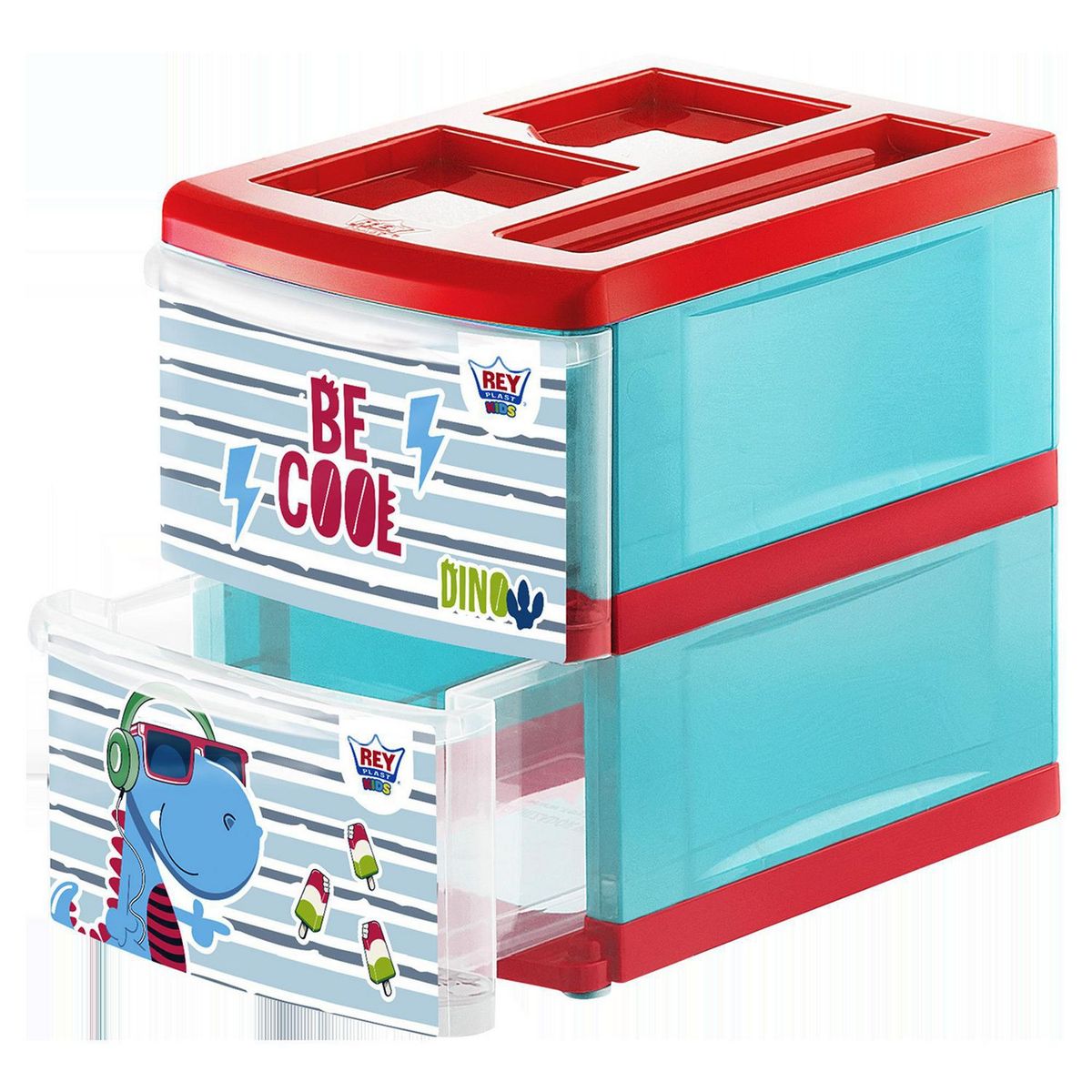 REYPLAST - Cajonera de Plástico Reyplast 2 Niveles Dinosaurio