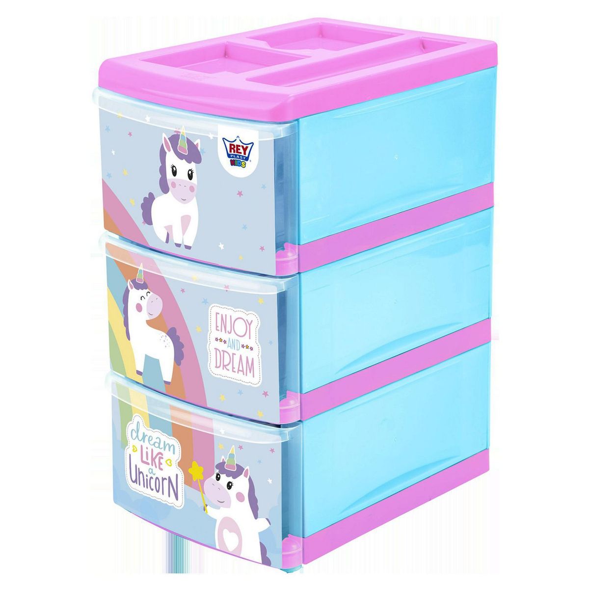 REYPLAST - Cajonera de Plástico Reyplast 3 Niveles Unicornio