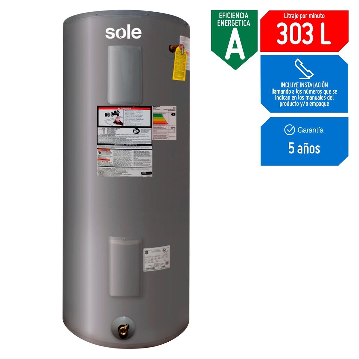 SOLE - Termotanque Sole Eléctrico 303L C/Acc