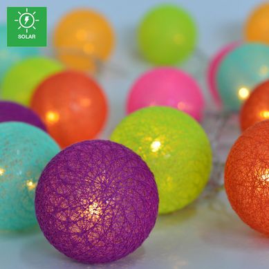 Guirnalda Solar Bola Algod�n Multicolor 24 Luces