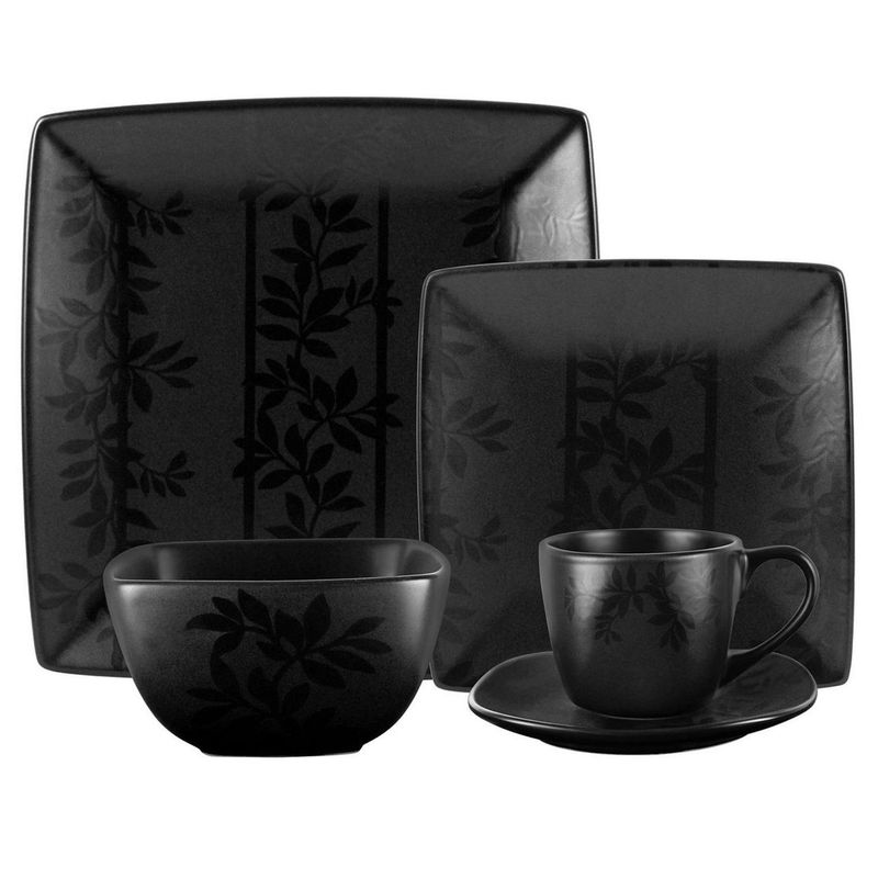 JUST HOME COLLECTION - Set de vajillas Cerámica Liso negro 20 Piezas