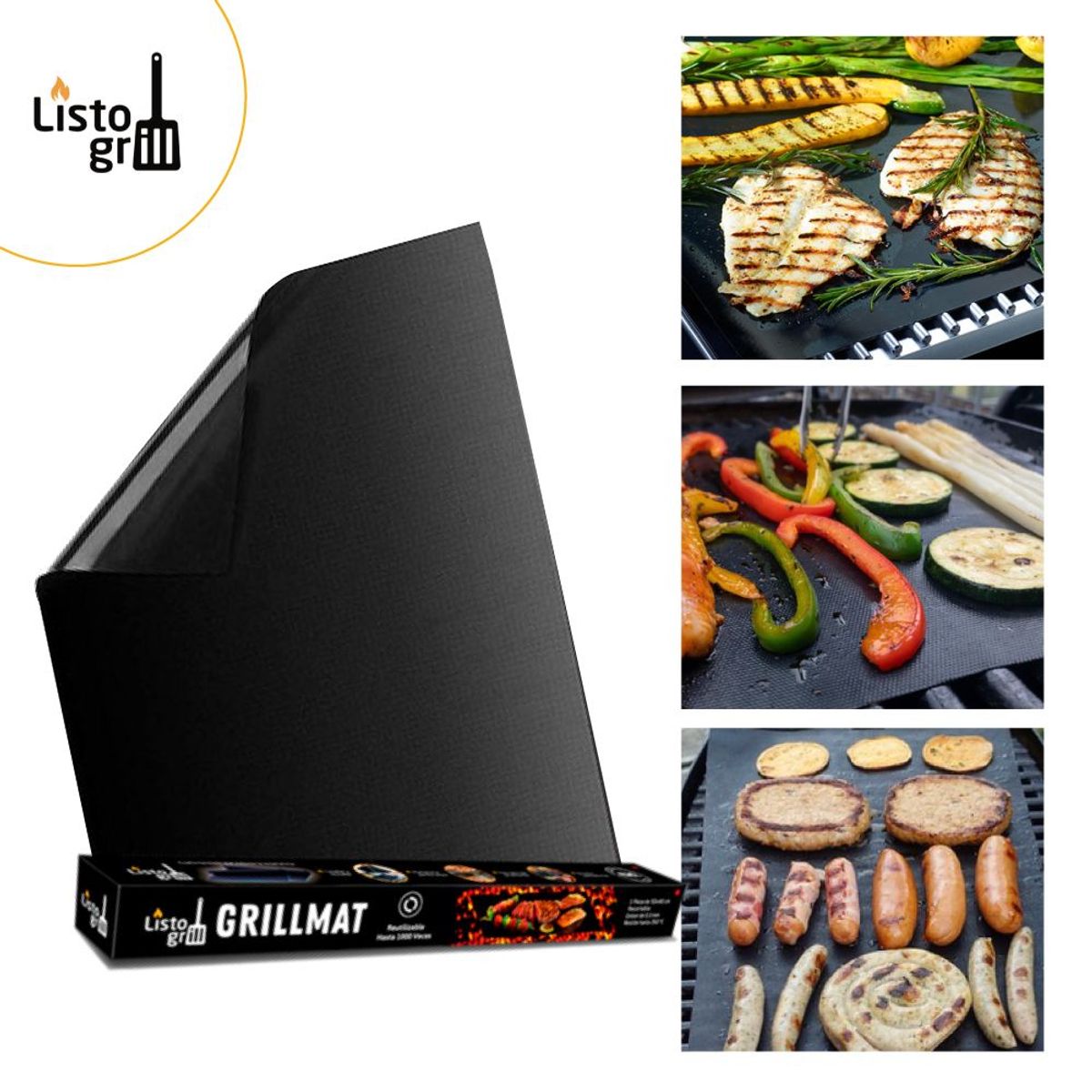 LISTOGRILL - Mat de teflón 1PC mantines la parrilla limpia