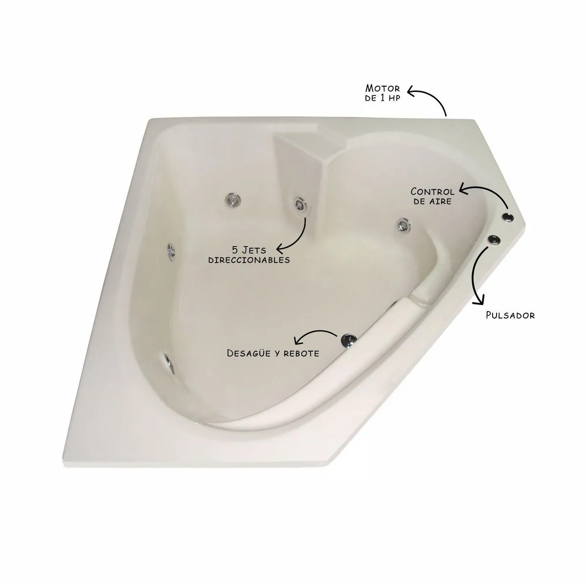 CUBA&SPA - Tina Hidromasaje Esquinera Contesa Builder 150x150cm Bone.
