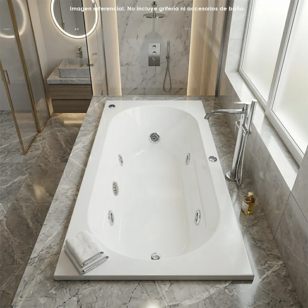 CUBA&SPA - Tina Hidromasaje Rectangular Galaxy I Builder 140x75cm Blanca
