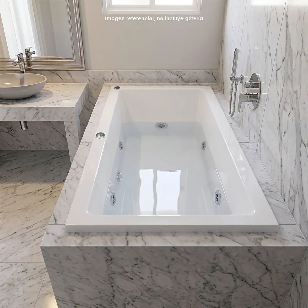 CUBA&SPA - Tina Hidromasaje Rectangular Minimalista Builder 140x80cm Blanca.