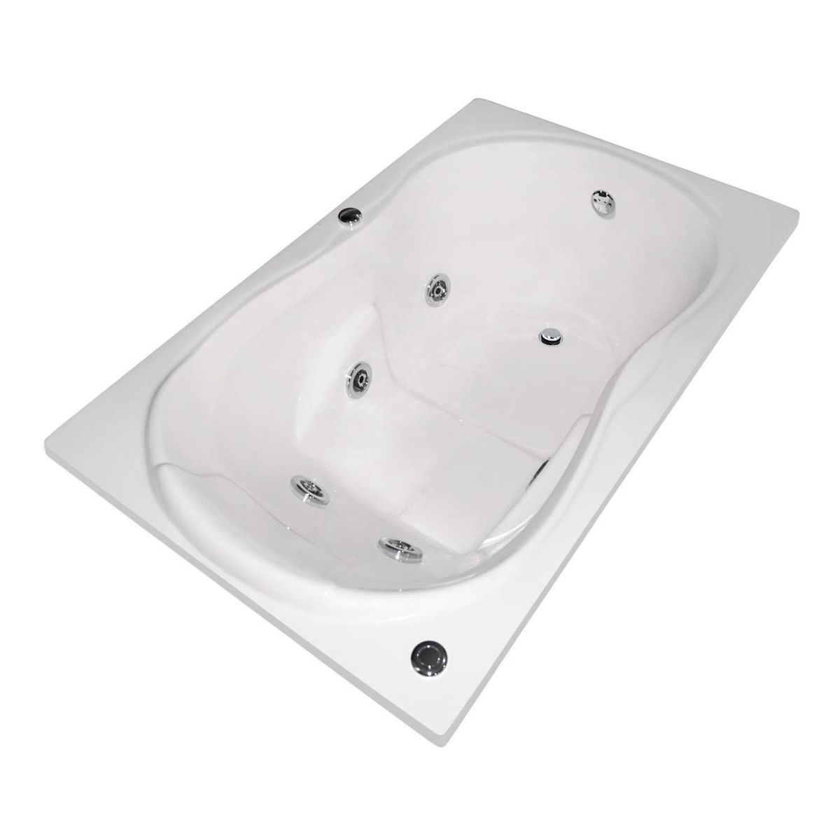 CUBA&SPA - Tina Hidromasaje Rectangular Moderna Builder 121x75cm Blanca.