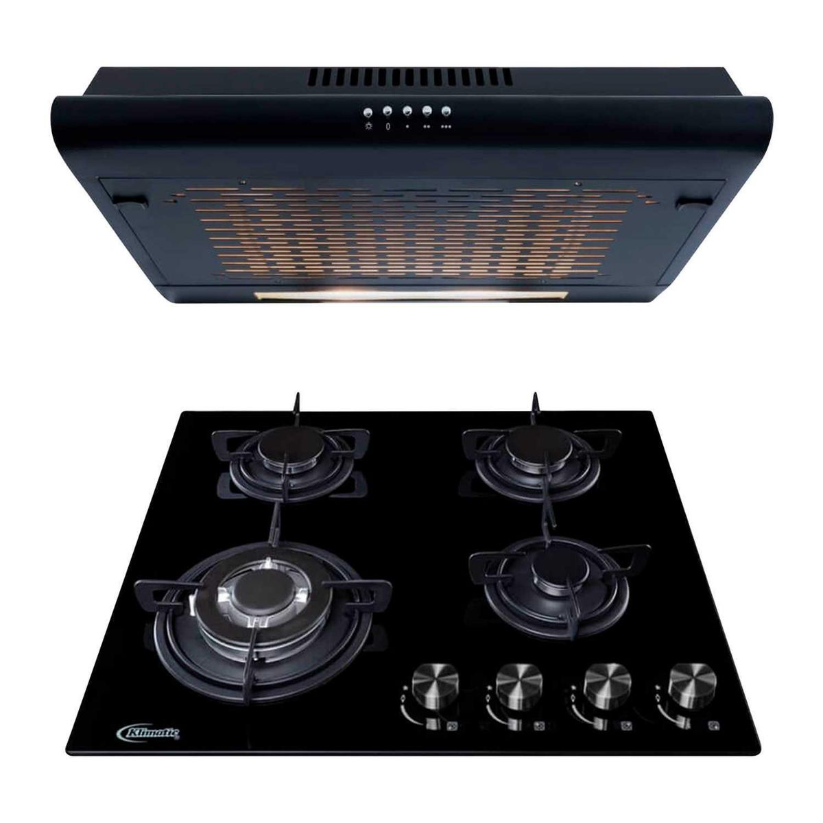 KLIMATIC - Combo Klimatic Cocina Empotrable 4 Hornillas Nina 60 Pro + Campana Decorativa 60cm IWH101NE/M