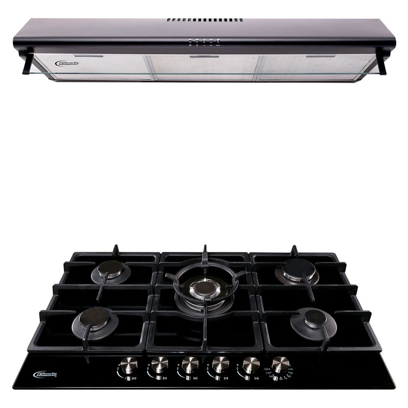 KLIMATIC - Combo Klimatic Cocina Empotrable 5 Hornillas Trevi 90 + Campana Lineal 90cm CK901NE/M