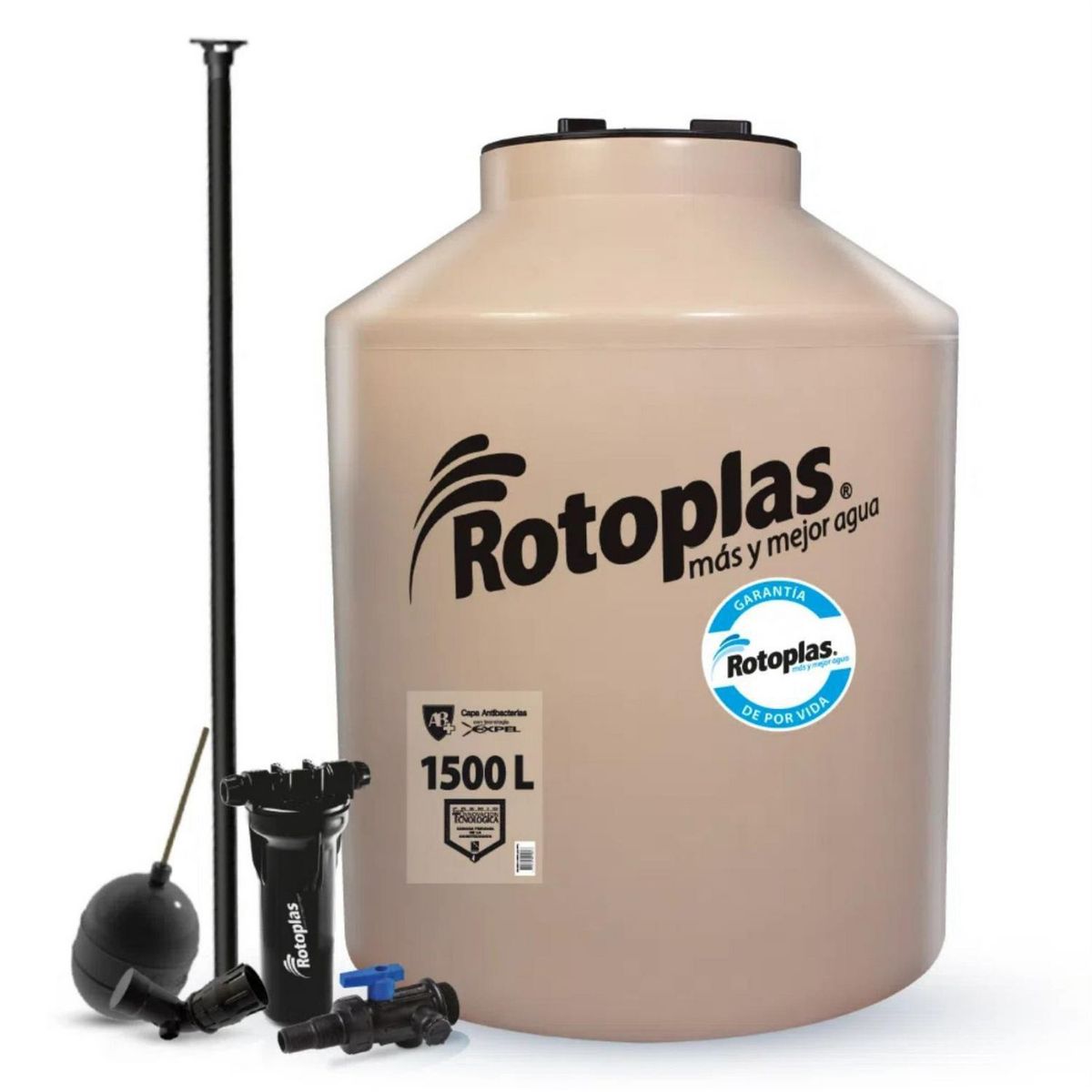 ROTOPLAS - Tanque de Agua Arena Rotoplas 1500 L + Accesorios