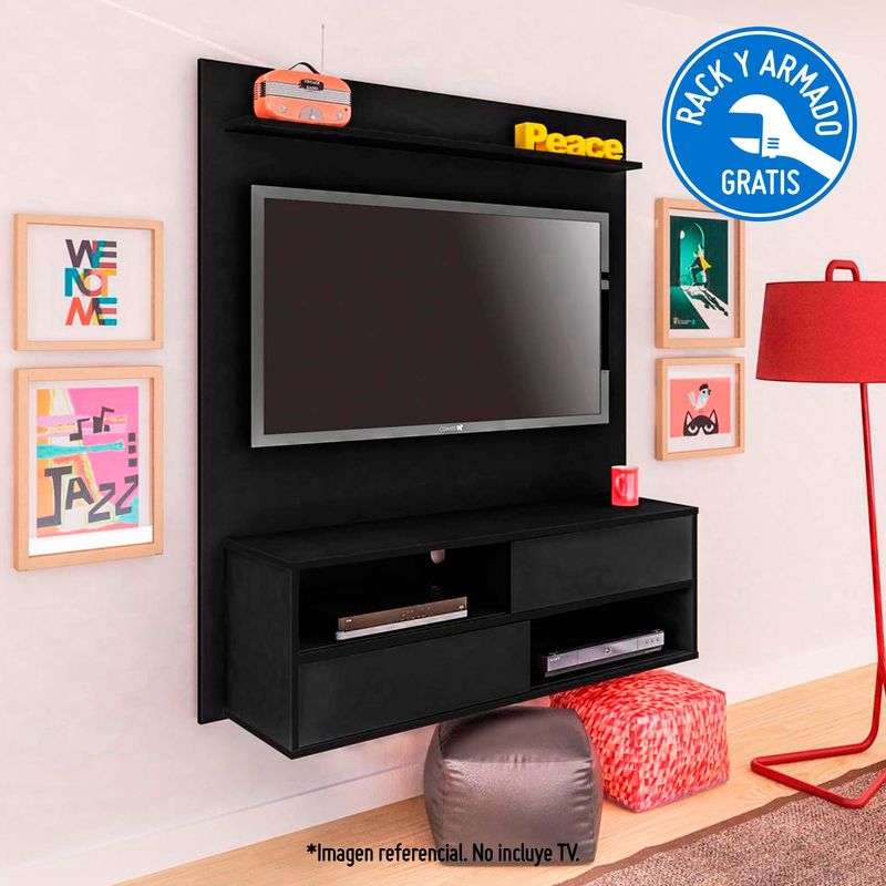 MEGARACK - Panel TV Dallas Negro 50''
