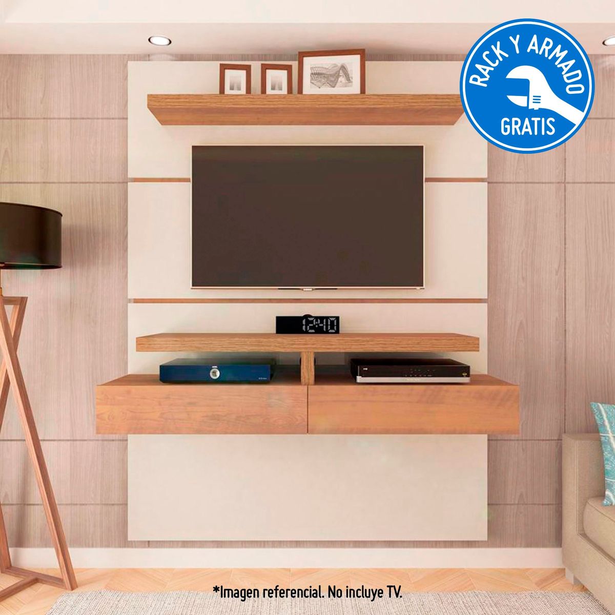 MEGARACK - Panel TV Oxford Blanco/Pino 60''