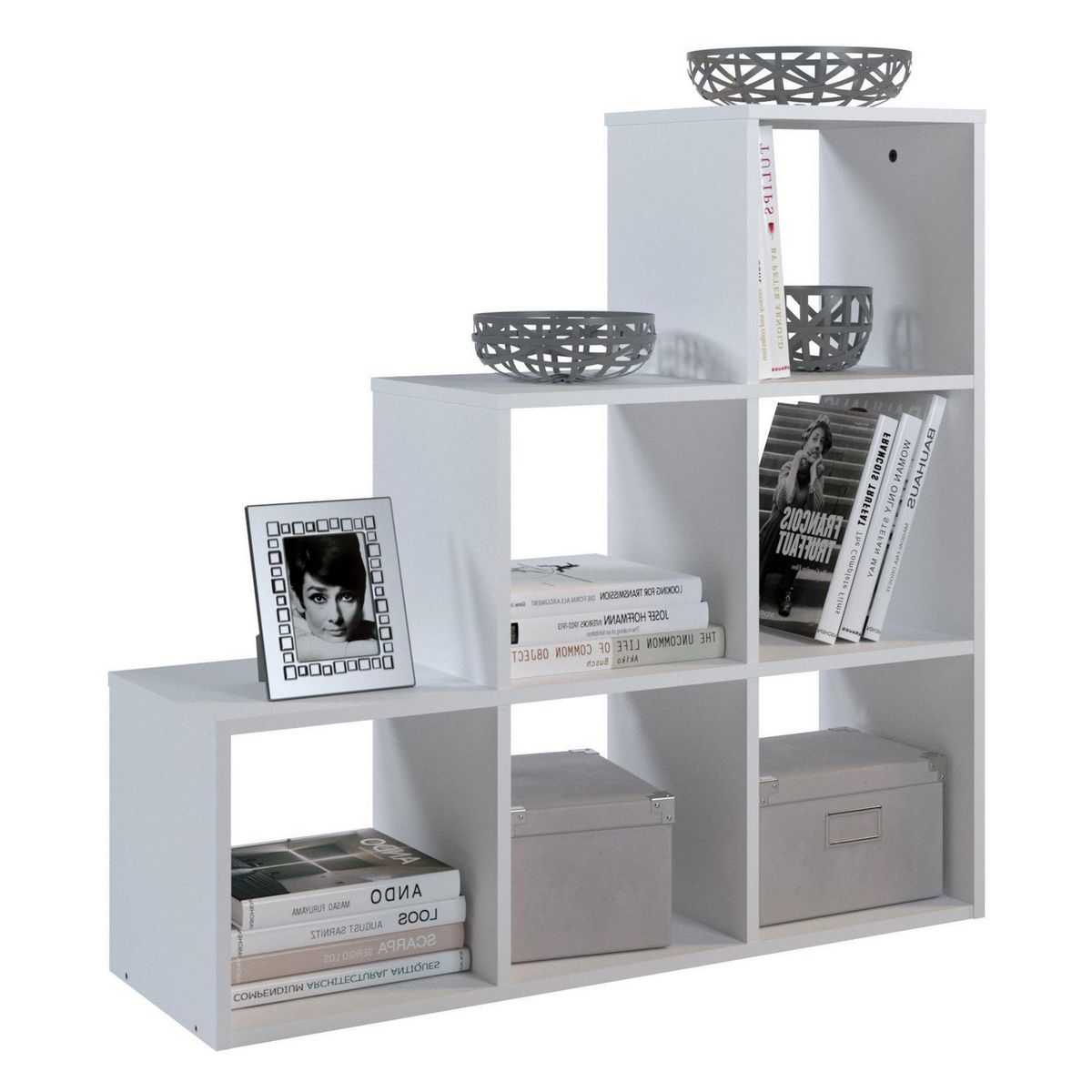 SILCOSIL - Estante Librero Escalera Blanco