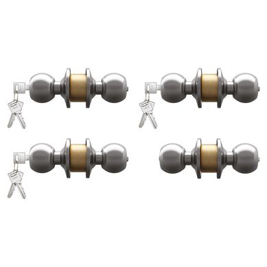 Pack de 4 Cerraduras de Pomo Acero Inoxidable x 4 unid. Travex