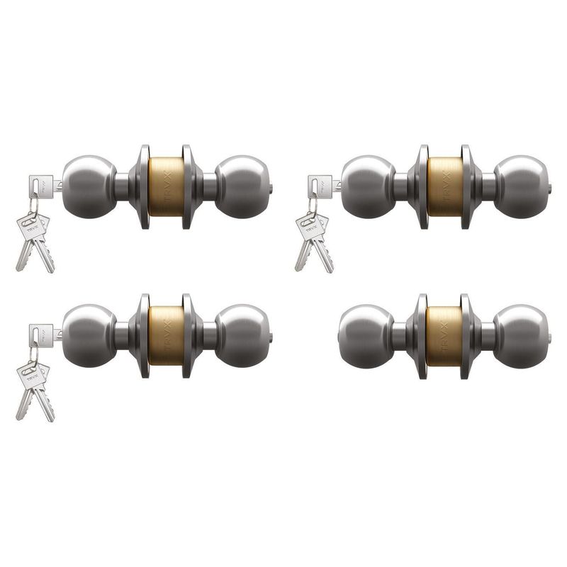 TRAVEX - Pack de 4 Cerraduras de Pomo Acero Inoxidable x 4 unid. Travex