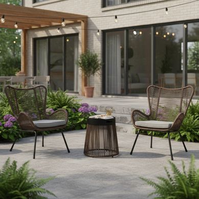 Juego de Balc�n 2 Personas Caf�/Negro