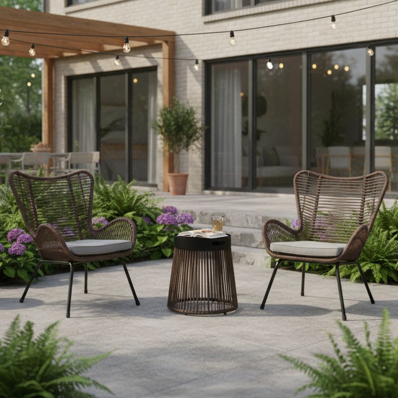 JUST HOME COLLECTION - Juego de Balcón 2 Personas Café/Negro