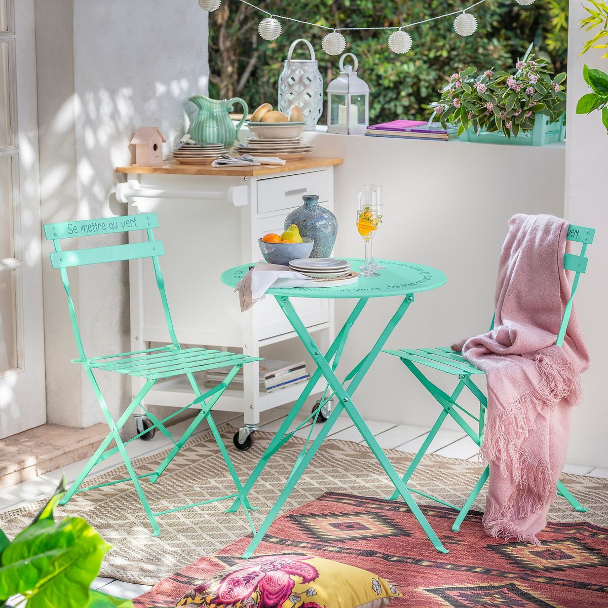 JUST HOME COLLECTION - Juego de Balcón Arezzo 2 Personas Menta