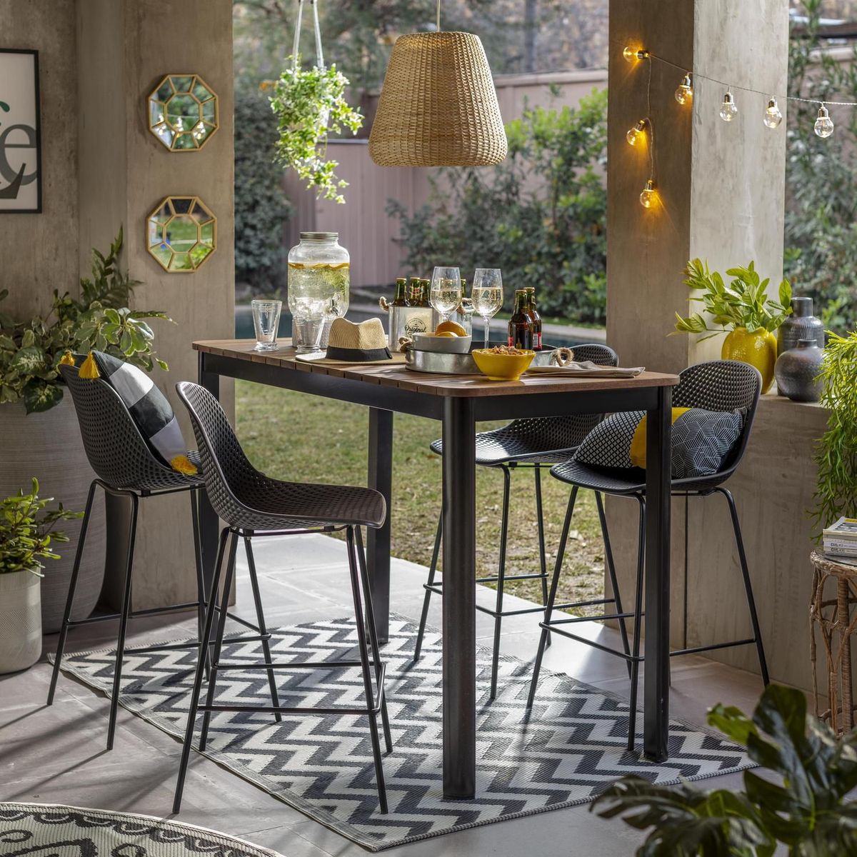 JUST HOME COLLECTION - Juego de Bar de Terraza 4 Personas Montpellier