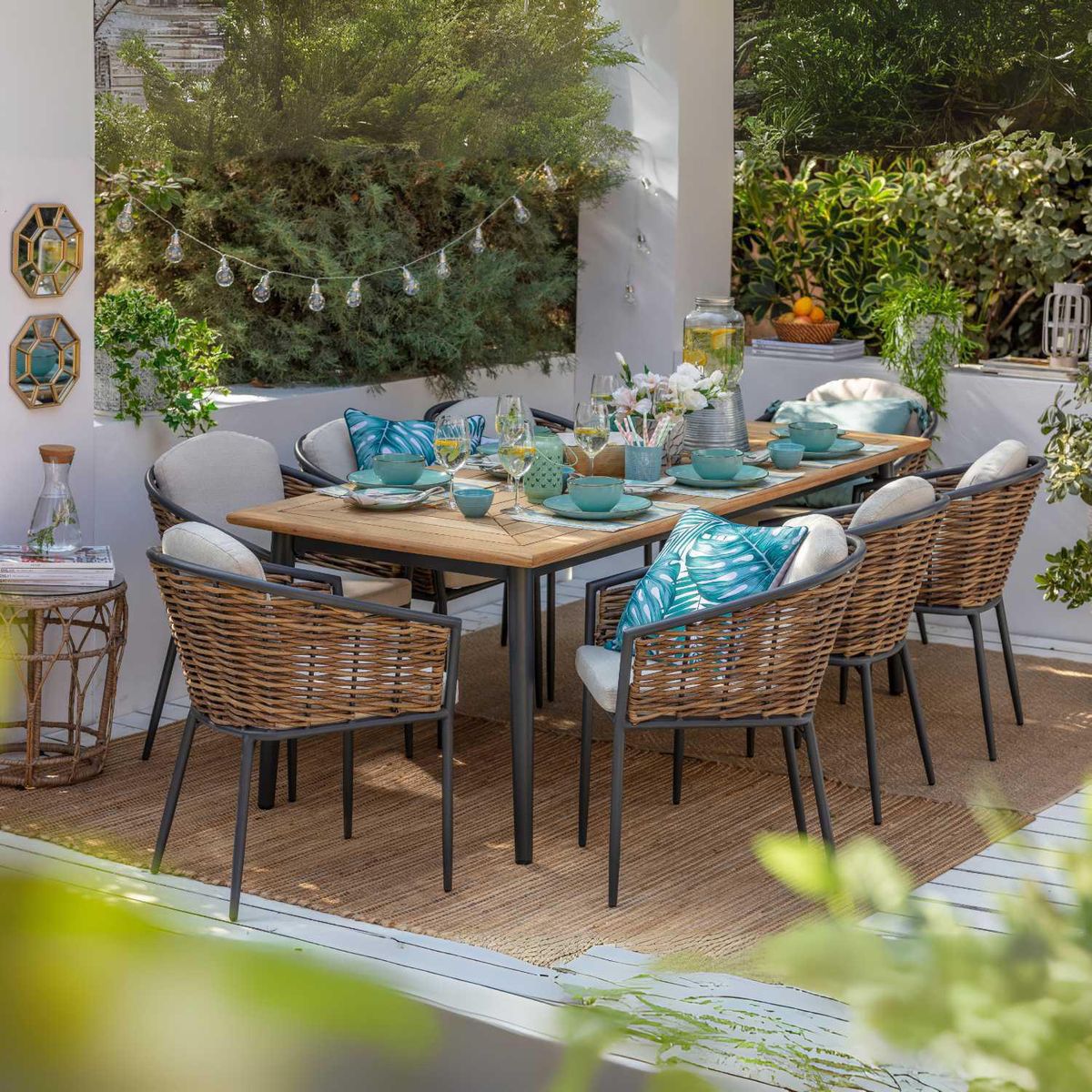 JUST HOME COLLECTION - Juego de Comedor de Terraza 8 Personas Cordova - Madera teca