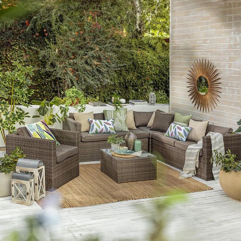 JUST HOME COLLECTION - Juego Living de terraza Saigon 6 personas Café