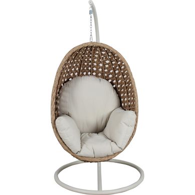 Silla Colgante Aruba de Ratn/Aluminio Natural con Soporte