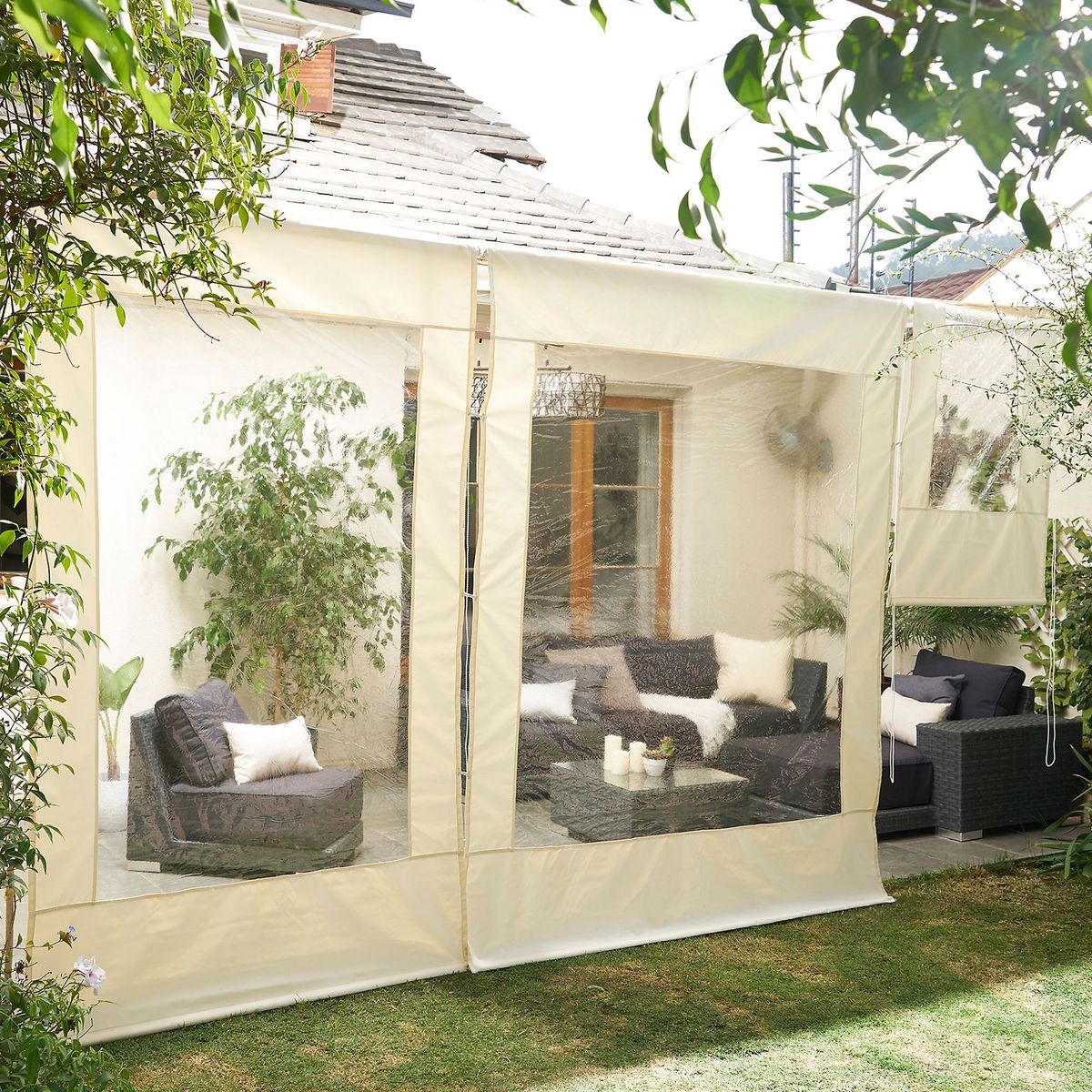 JUST HOME COLLECTION - Cierre de Cortina PVC para Terraza 1.5x2.5m