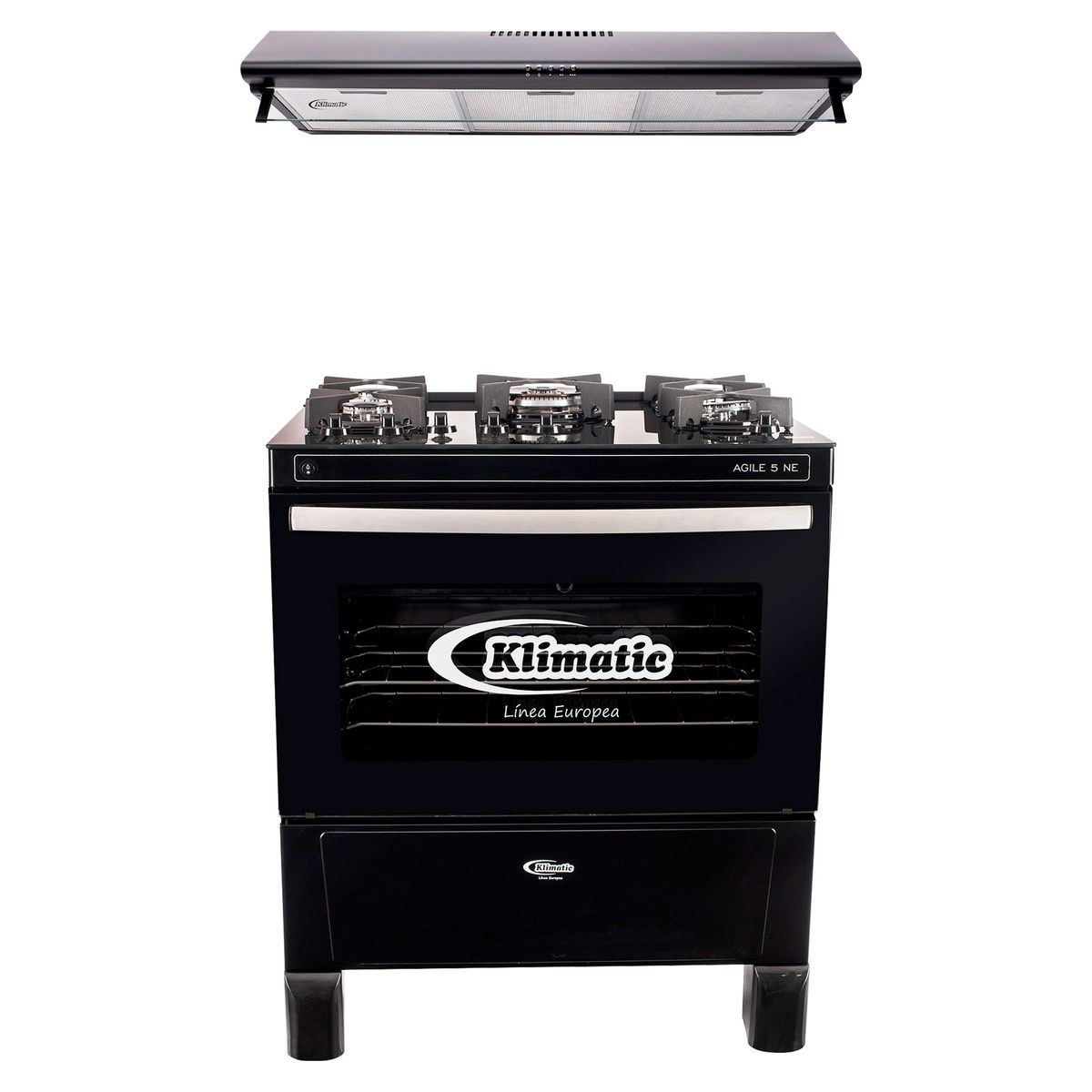 KLIMATIC - Combo Cocina a Gas 5 Quemadores Agile 5 NE + Campana 90cm CK902NE/M