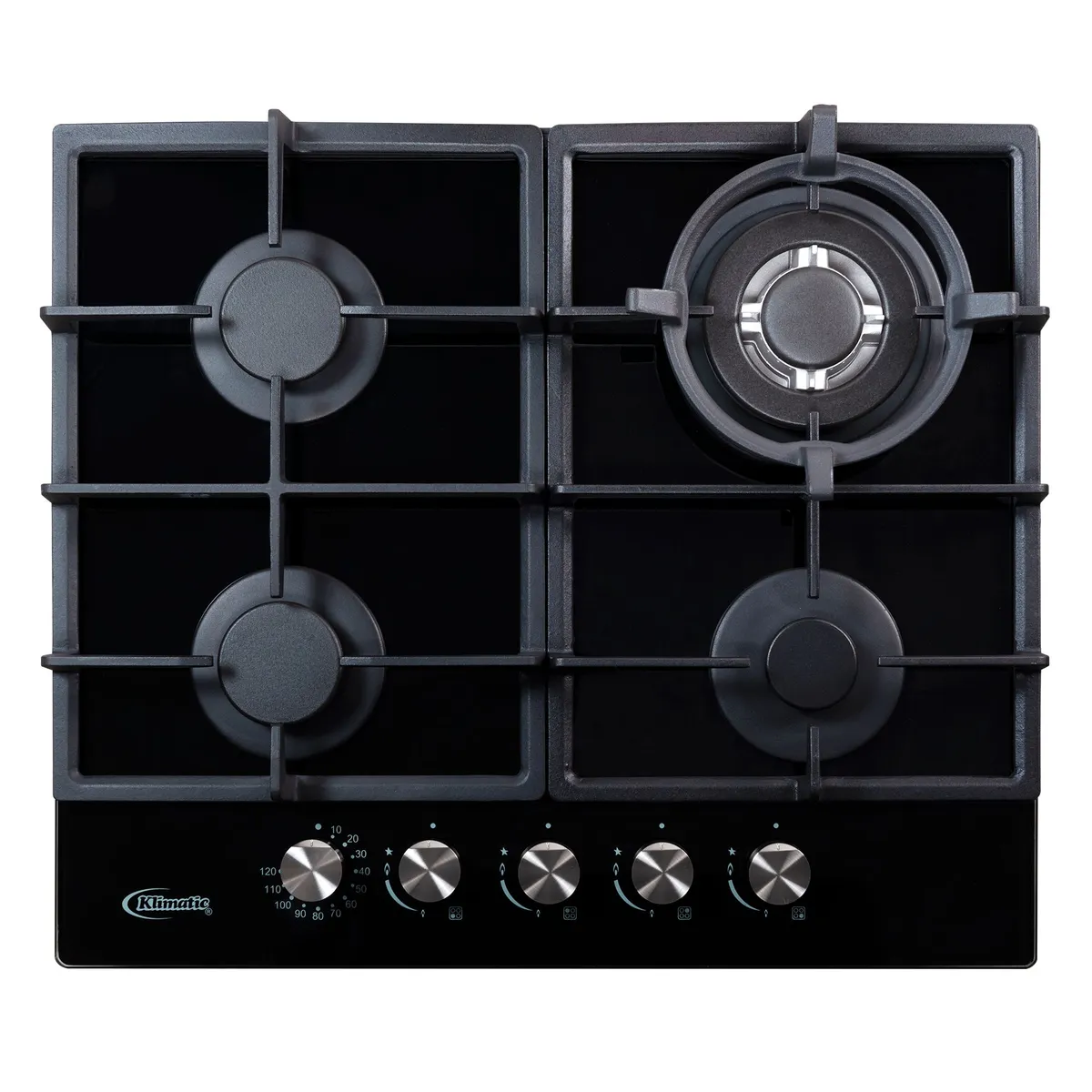 KLIMATIC - Tricombo Klimatic Cocina Empotrable 4 Hornillas Trevi 60 + Campana Decorativa 90cm Dina Black + Horno Eléctrico 60 Lt HKT600-PIX