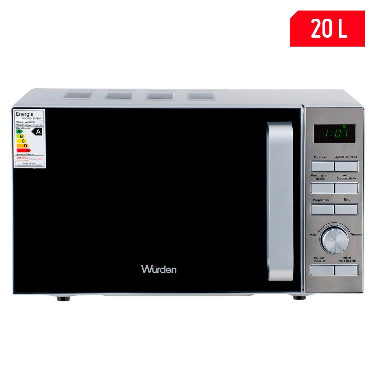 WURDEN -  Digital 20 Litros Silver WMW-20SILVER