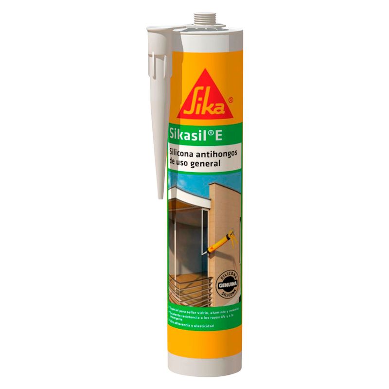 SIKA - Silicona Negro Sika Acética Para Puertas Y Ventanas Sikasil E  x 280ml