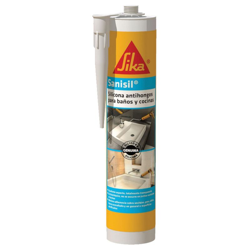 SIKA - Silicona Blanco Sika Antihongos Para Baños Y Cocinas Sanisil 280ml