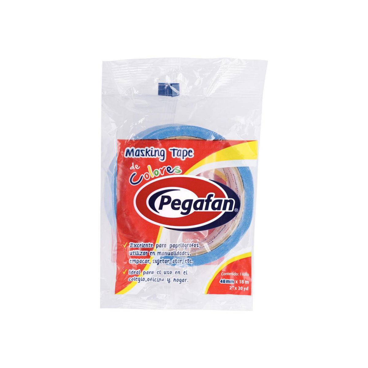 PEGAFAN - Cinta masking tape 48mm x 18m Azul Azul Pegafan