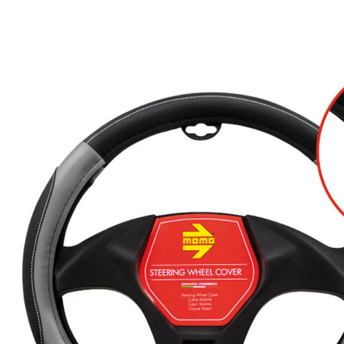 MOMO - Funda Cubre Volante Para Auto Momo Cuero Negro y Gris 39 cm