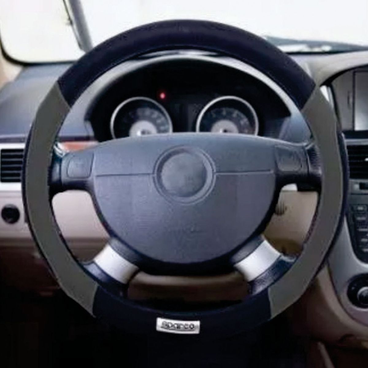 SPARCO - Funda Cubre Volante para Auto Premium Negro y Gris 37 cm