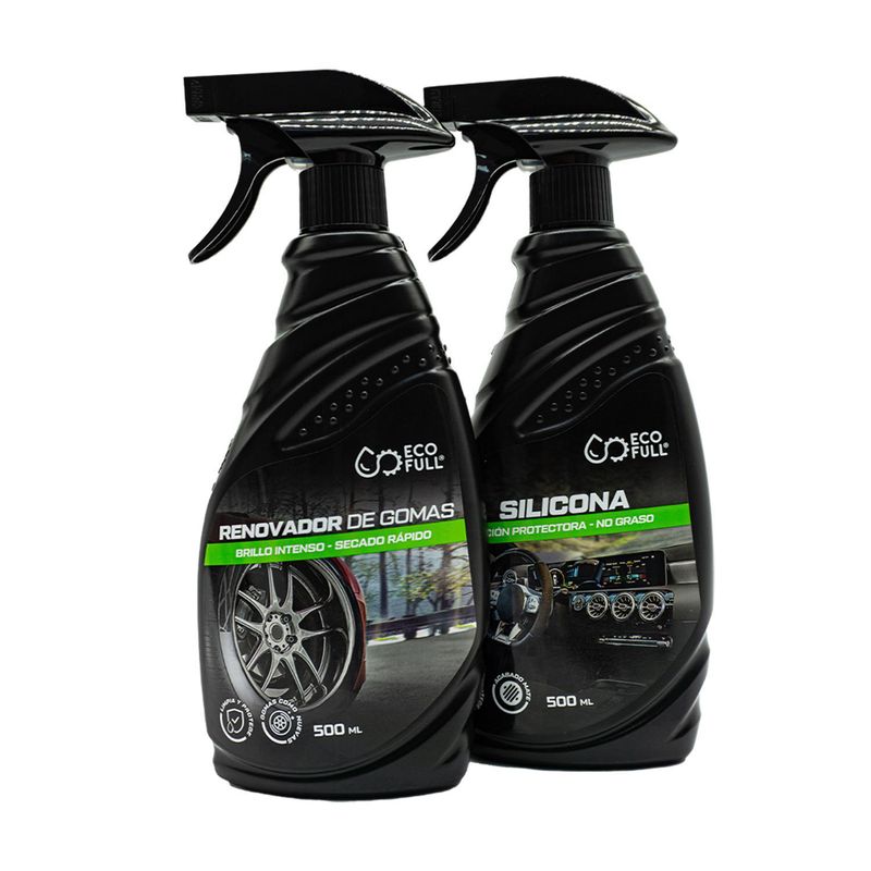 ECO-FULL - Kit de Limpieza para Auto Eco-Full Renovador de Gomas 500 ml + Silicona 500 ml