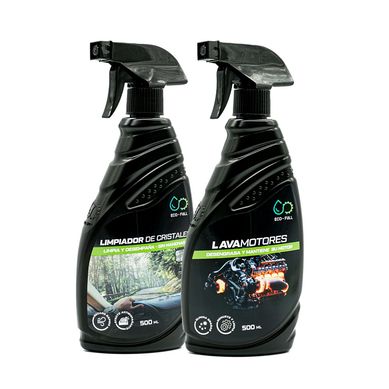 Kit de Limpieza para Auto Eco-Full Lavamotores 500 ml + Limpia Cristal 500 ml