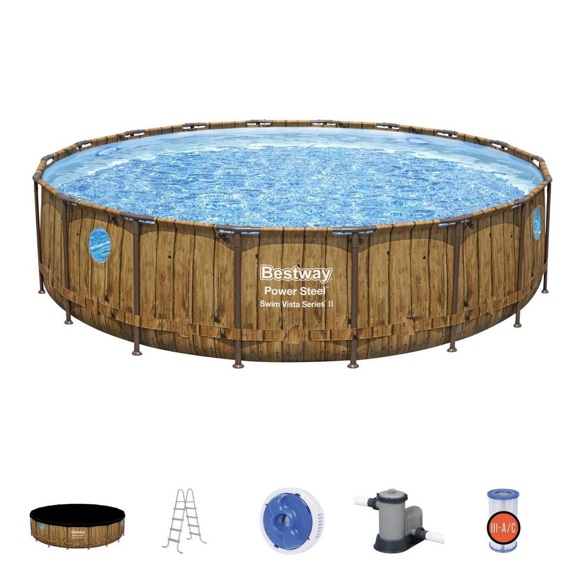 BESTWAY - Piscina Estructural 549x122cm Redonda Tipo Ratan
