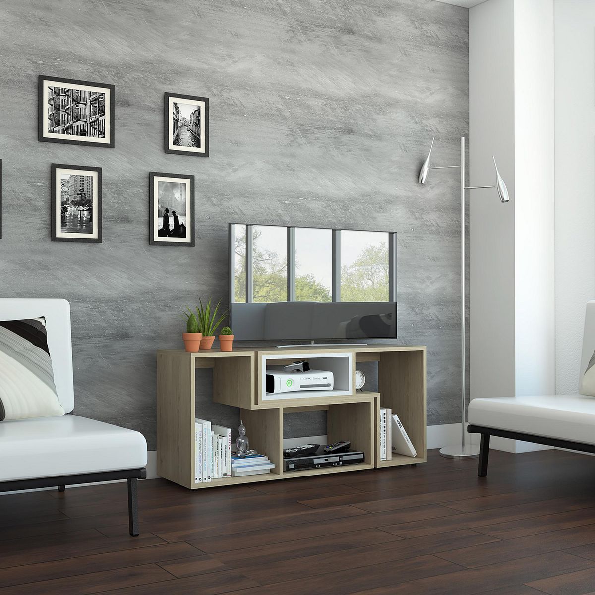 TUHOME - Mesa de TV 40'' Extensible Beijing