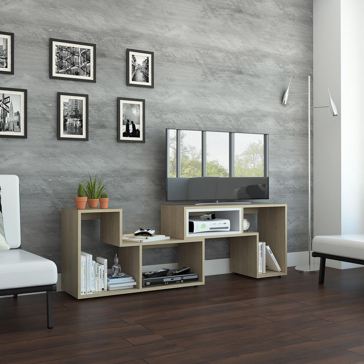 TUHOME - Mesa de TV 40'' Extensible Beijing