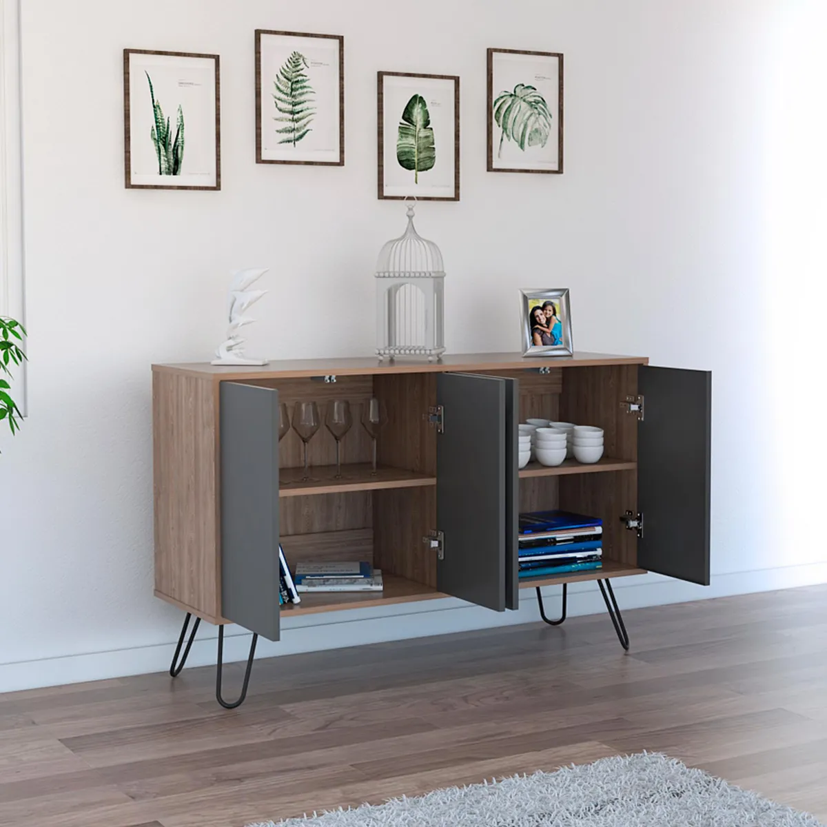 TUHOME - Aparador Vassel Miel/Plomo