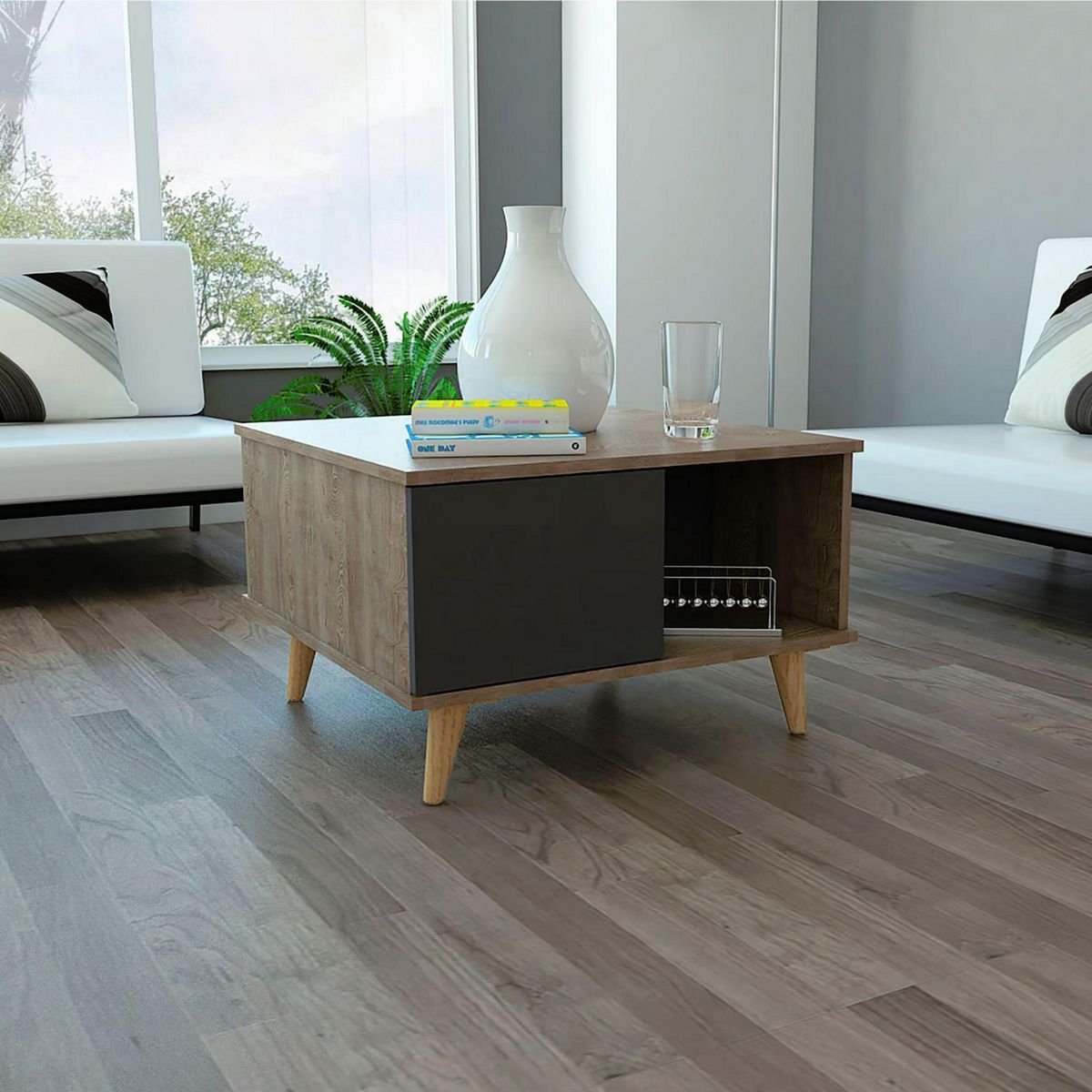 TUHOME - Mesa de Centro Salem Miel/Plomo