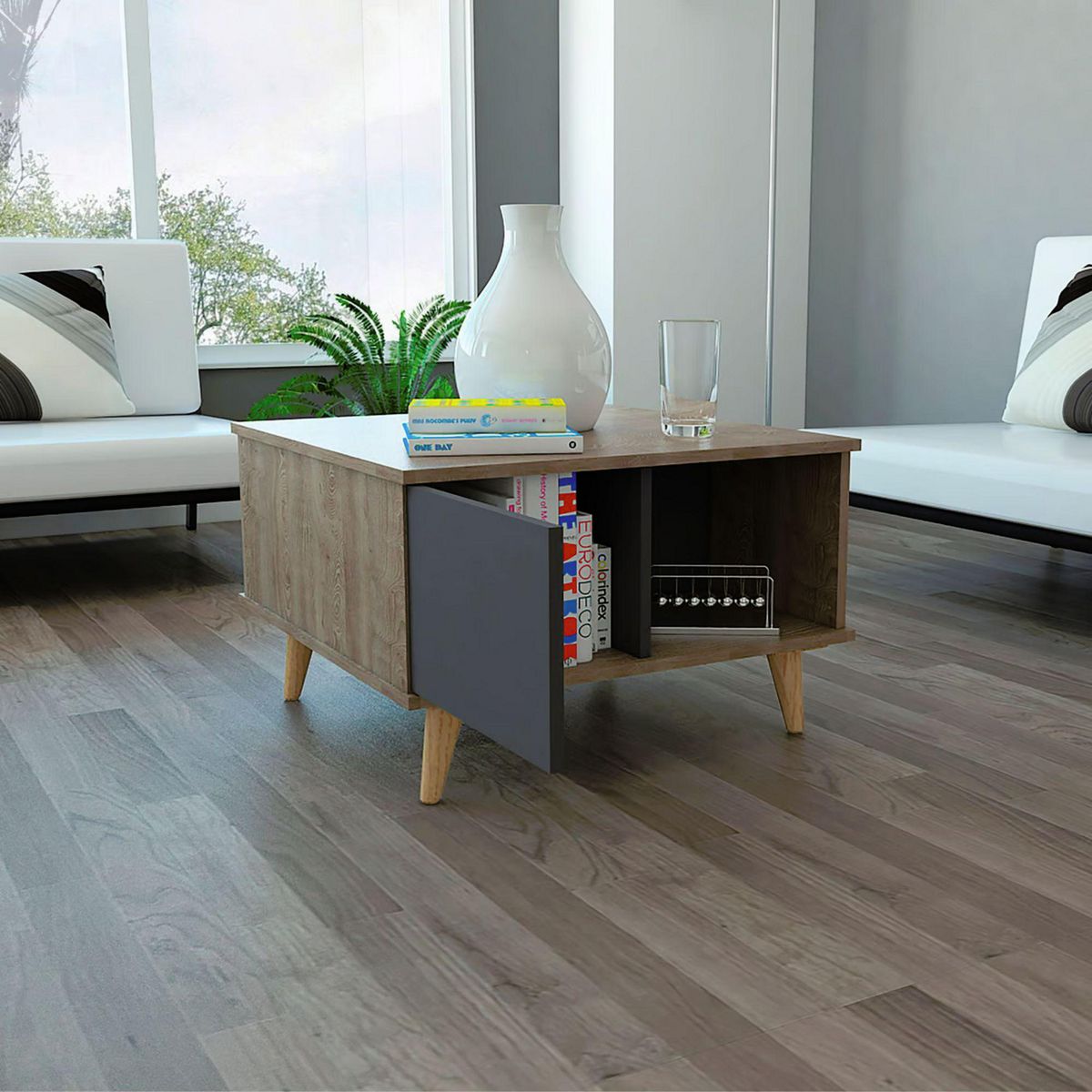 TUHOME - Mesa de Centro Salem Miel/Plomo