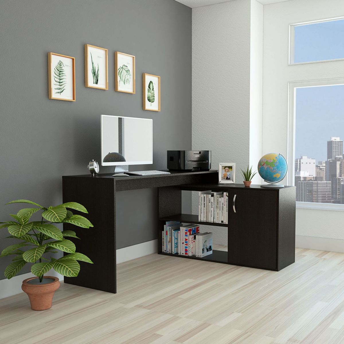 TUHOME - Escritorio Negro Melamina Axis