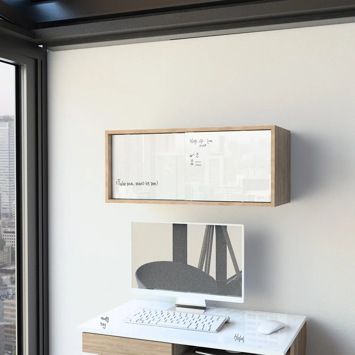 TUHOME - Gabinete con Puertas Corredizas Pizarra Acrílica